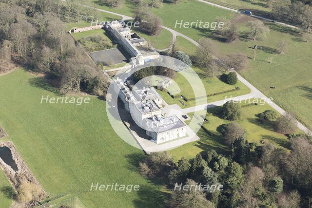 Birdsall House and the old ruined Church of All Hallows and Cross, Birdsall, North Yorkshire, 2017. Creator: Historic England.