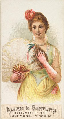 Plate 9, from the Fans of the Period series (N7) for Allen & Ginter Cigarettes Brands, 1889. Creator: Allen & Ginter.