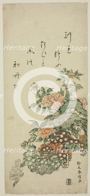Peonies and Chinese Lions, c. 1762. Creator: Suzuki Harunobu.