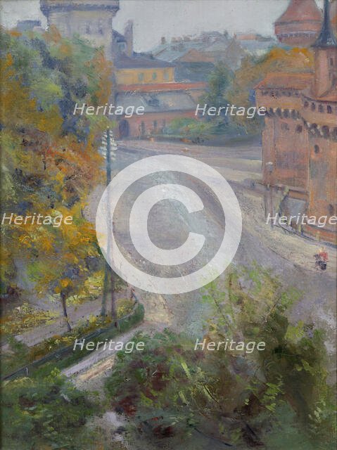 The Barbican and the Florianska Street-View from Zacisze Street, 1894. Creator: Stanislaw Wyspianski.