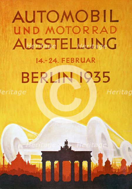 Poster advertising the Automobile and Motorcycle Exposition in Berlin, February 1935. Artist: Unknown