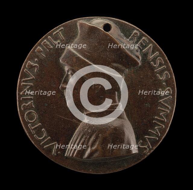 Vittorino de' Rambaldoni da Feltre, 1379-1446, Humanist [obverse], c. 1446. Creator: Pisanello.