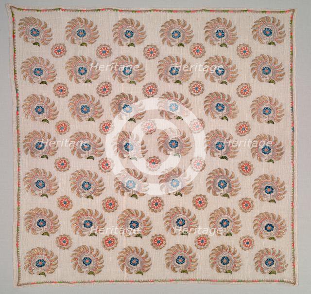 Embroidered Square, 19th century. Creator: Unknown.