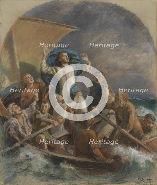 Christ Calms the Storm, study for the altarpiece in Raahe church, 1925. Creator: Eero Jarnefelt.