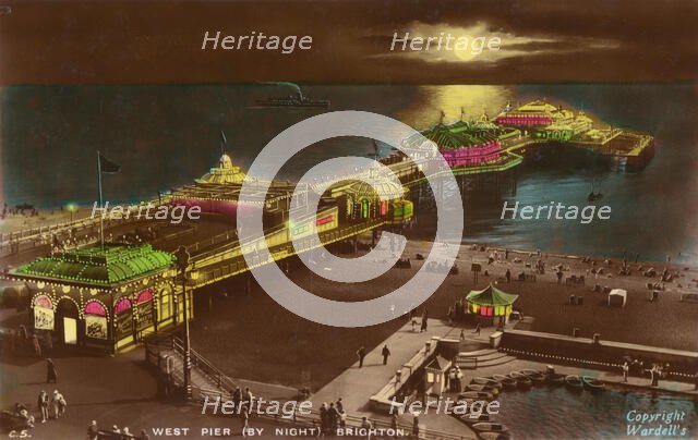 West Pier by night, Brighton, 1939. Creator: Unknown.