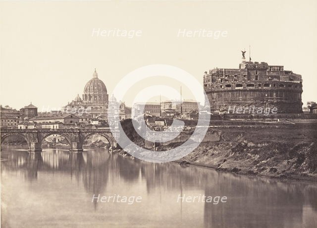 Veduta di Castel St Angelo. S. Pietro, 1848-52. Creator: Eugène Constant.