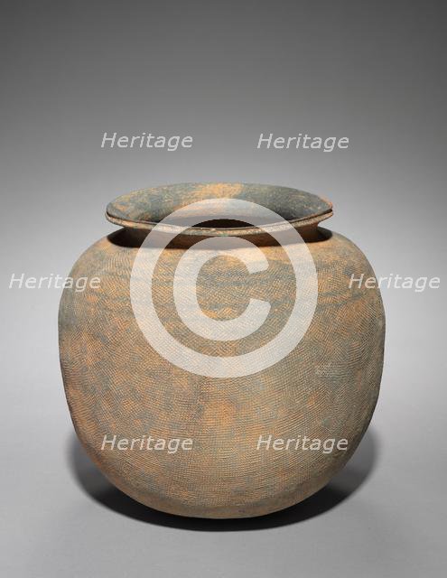 Jar with Loop Handle with Overall Impressed Surface Decoration, 200s-300s. Creator: Unknown.