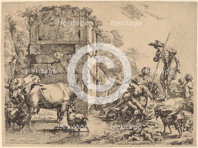 Cow Drinking, 1680. Creator: Nicolaes Berchem.