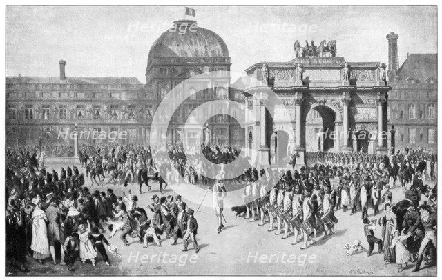 A military parade through Paris, France, c18th century. Artist: Unknown
