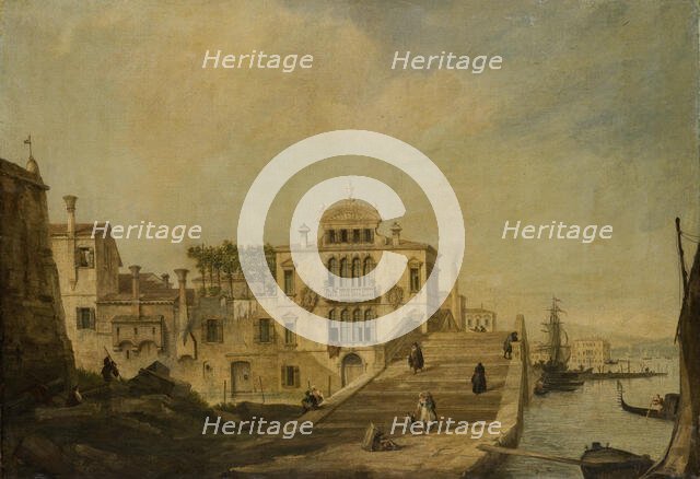 View of a Bridge in Venice, 1701-1768. Creator: Follower of Canaletto (Giovanni Antonio Canal).