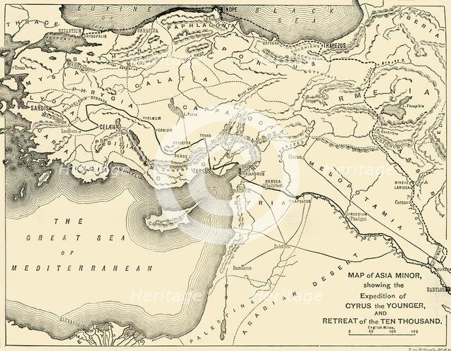 'Map of Asia Minor,  Expedition of Cyrus the Younger, and Retreat of the Ten Thousand', 1890. Creator: Unknown.
