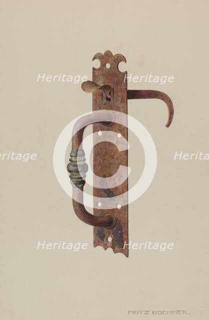 Door Latch, c. 1939. Creator: Fritz Boehmer.