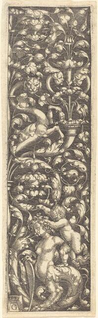Ornament with a Child on the Back of a Sphinx, 1535. Creator: Heinrich Aldegrever.