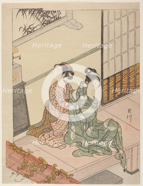The Evening Bell of the Clock (Tokei no bansho), from the series "Eight Views of the...", c. 1766. Creator: Suzuki Harunobu.
