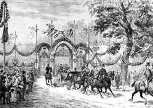 The Queen leaving Waddesdon Manor, 1890. Creator: P Naumann.