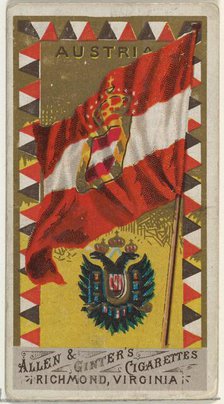 Austria, from Flags of All Nations, Series 1 (N9) for Allen & Ginter Cigarettes Brands, 1887. Creator: Allen & Ginter.