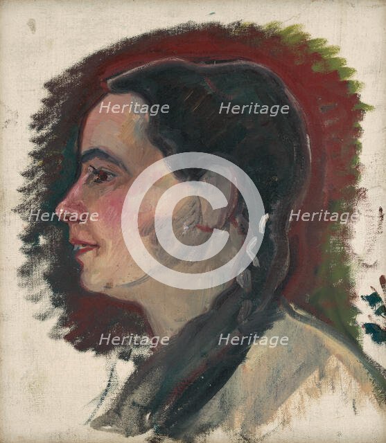 Portrait of a Young Woman with a Braid, around 1925-1930. Creator: Arnold Peter Weisz-Kubincan.