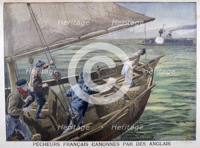 French fishermen fired on by the British, 1899. Artist: Oswaldo Tofani