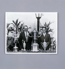 Bobby Jones with Grand Slam trophies, c1930. Artist: Unknown