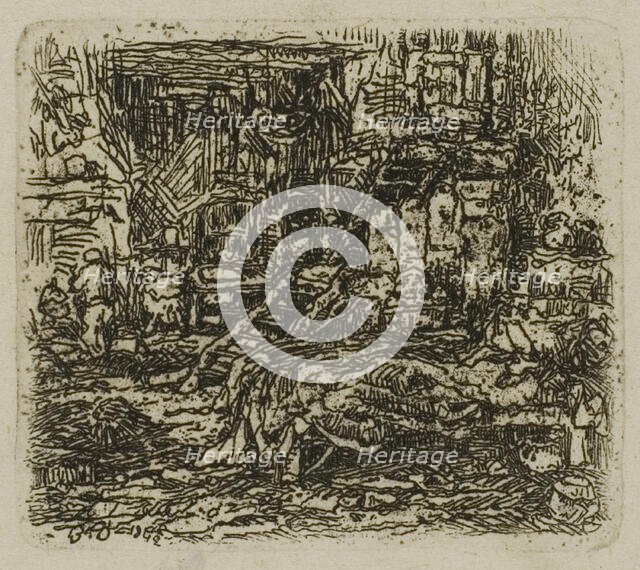 Interior of a Farmhouse, 1843. Creator: Rodolphe Bresdin.