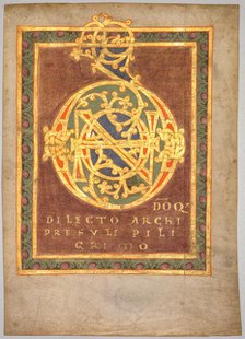 Title Page of Abbot Berno's "Tonarius:" Initial D[omino], c.1030. Creator: Unknown.
