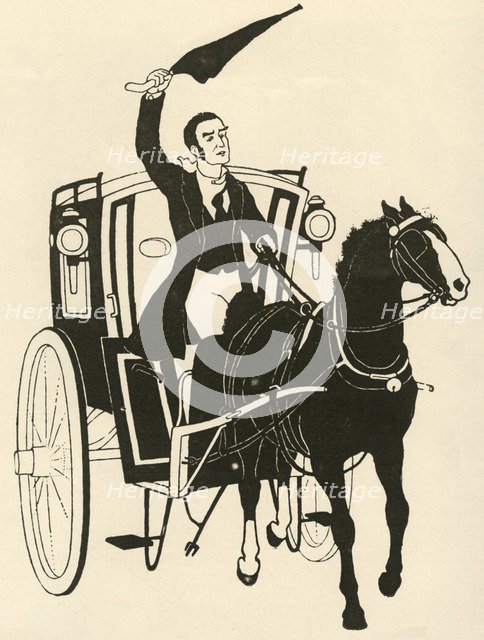 'Seizing the Reins in One Hand, and Stirring Up the Horse with his Umbrella', 1928. Creator: Athelstan Rusden.