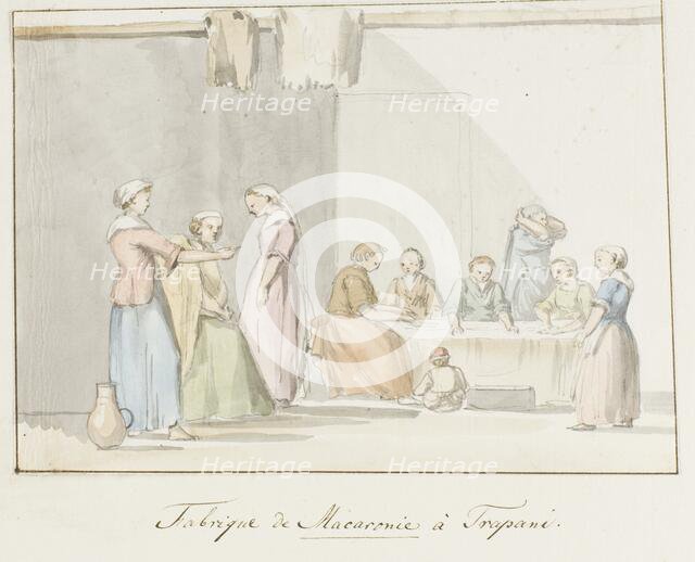 Preparing the Macaroni in Trapani, 1778. Creator: Louis Ducros.