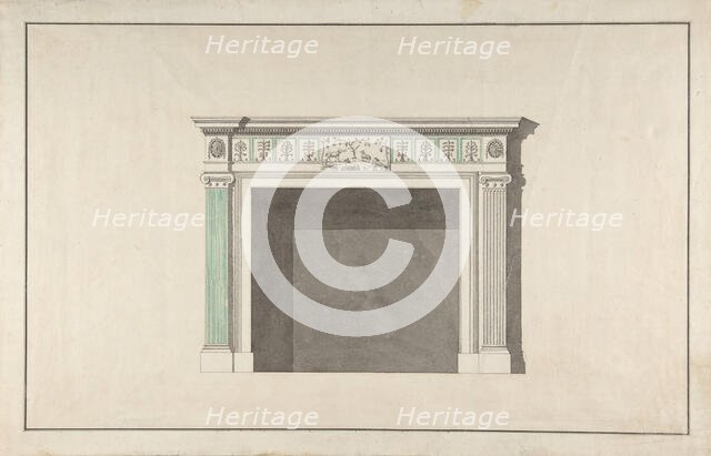 Design for a fireplace, mid-18th-late 18th century. Creator: Attributed to Robert Adam.