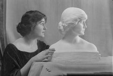 Woodruff, Eleanor, Miss, with portrait bust, portrait photograph, ca. 1914. Creator: Arnold Genthe.