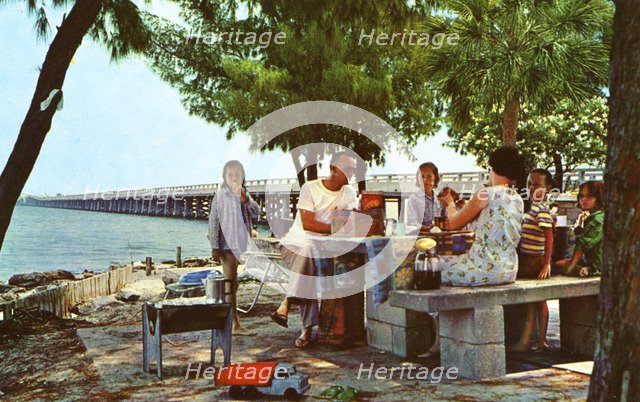 Picnicking alongside Courtney Campbell Parkway, Tampa, Florida, USA, 1959. Artist: Unknown