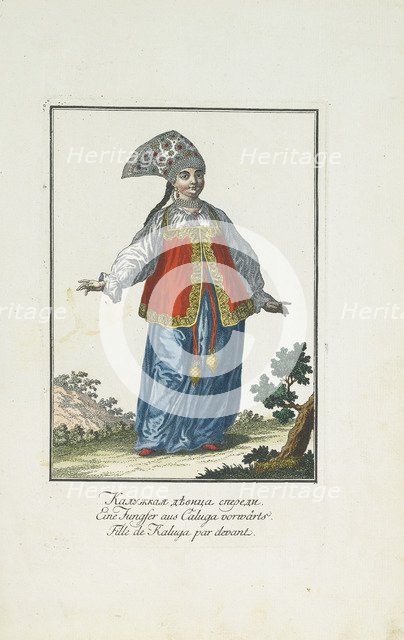 A Maiden from Kaluga in Festive Dress. Artist: Georgi, Johann Gottlieb (1729-1802)