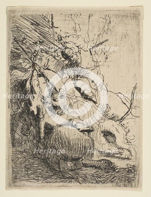 The Small Lion Hunt (with One Lion), ca. 1629. Creator: Rembrandt Harmensz van Rijn.