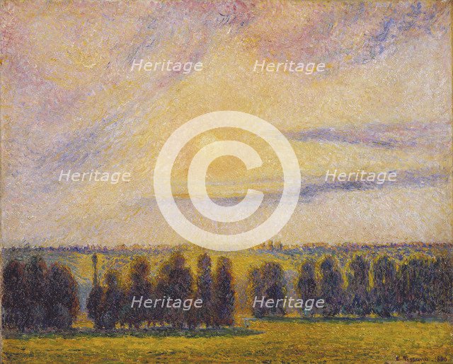 Sunset at Èragny, 1890. Artist: Pissarro, Camille (1830-1903)