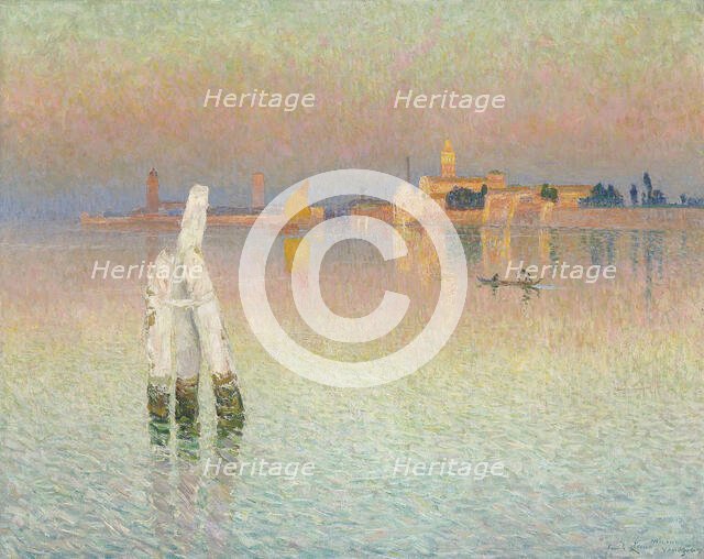 View of Murano, sunset glow, 1906. Creator: Claus, Émile (1849-1924).