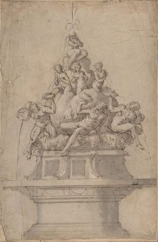 Design for a Fountain with Rivergods and Nymphs., 1511-74. Creator: Giorgio Vasari.