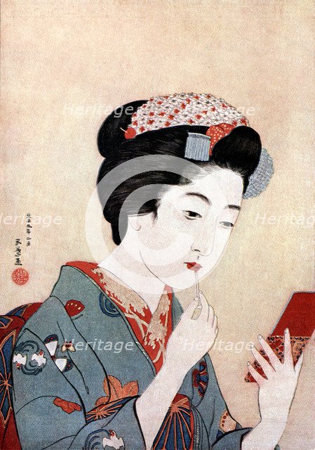 'A Woman with a Beni Brush', c1900-1921.Artist: Hashiguchi Goyo