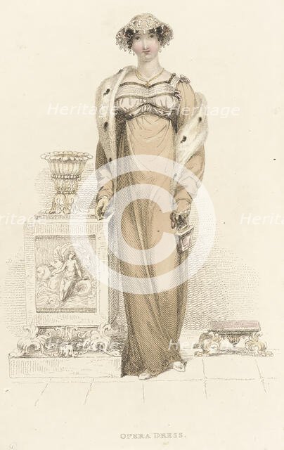 Fashion Plate (Opera Dress), 1813. Creator: Rudolph Ackermann.