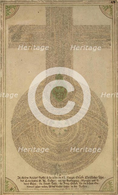 Single Leaf with Lutheran Devotional Design, 1752. Creator: Johann Leonhard Tauber.