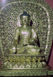 Gilt-bronze figure of Shakyamuni from China, Ming dynasty, early 15th century. Artist: Unknown