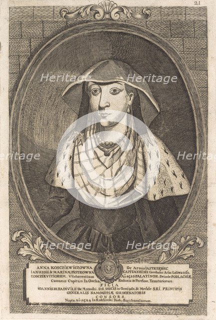 Anna Radziwill (Kostewicz). From: Icones Familiae Ducalis Radivilianae, 1758.