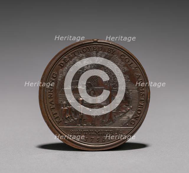 Medal: Commemorating the Destruction of Kittanning..., 8 September 1756 (reverse), 1756. Creator: Unknown.