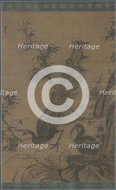 A Pair of Peafowl, late 1400s-early 1500s. Creator: Lin Liang (Chinese, 1416-1480).