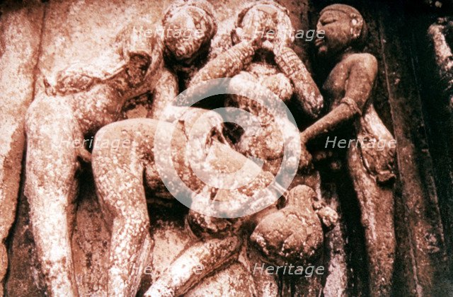 Erotic Sculpture, Hindu Temple, Khajuraho, India, 950 - 1050. Artist: Unknown
