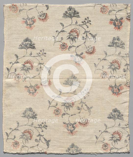 Textile Fragment of Painted Linen, c. 1800. Creator: Unknown.