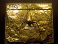 Gold mask, Chimu people, Peru, 1100-1500. Artist: Unknown