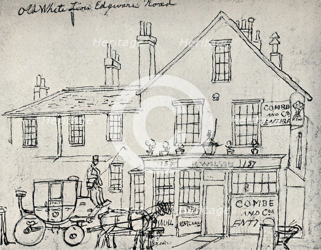 'The Old White Lion, Edgware Road', c1821. Artist: James Pollard.