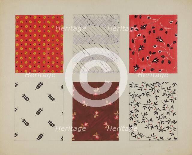 Materials from Quilt, c. 1937. Creator: Dorothy Posten.