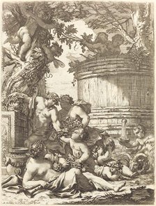 Putti with Grapes and a Seated Bacchante, 1650s. Creator: Michel Dorigny.