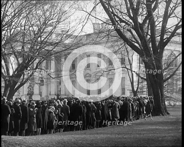 Queues of people outside the White House, Washington, D.C., 1932. Creator: British Pathe Ltd.