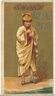 From the Girls and Children series (N65) promoting Opera Puffs Cigarettes for Allen & ..., ca. 1886. Creator: Allen & Ginter.